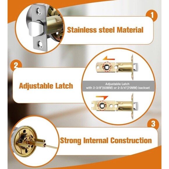 Gobrico Brushed Satin Nickel Privacy Door Knob.Flatball.bed/bathroom.new - Picture 3 of 9